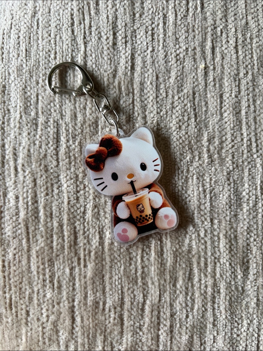 NEW Hello Kitty Bubble Tea/Coffee Keychain Charm with Brown Accents